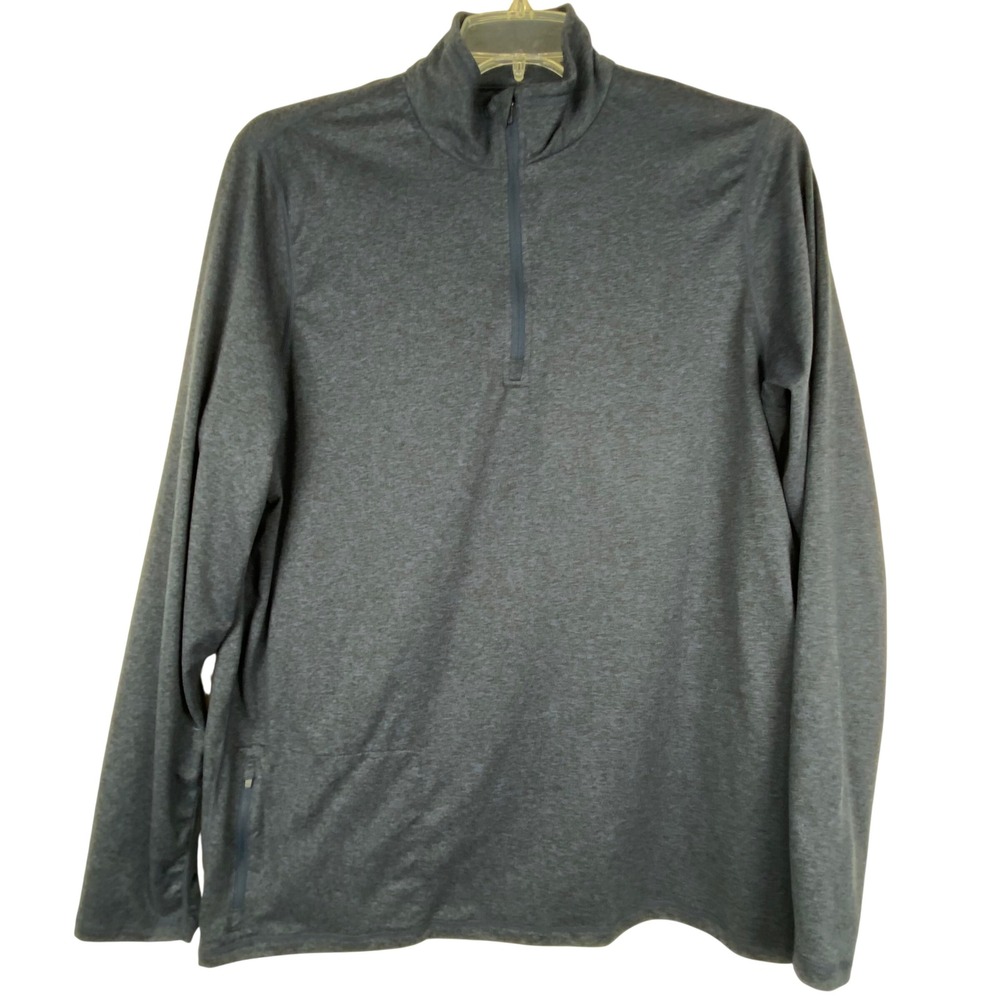Quince Men's L Flowknit Performance Half-Zip Pullover Heather Navy Blue LB21980